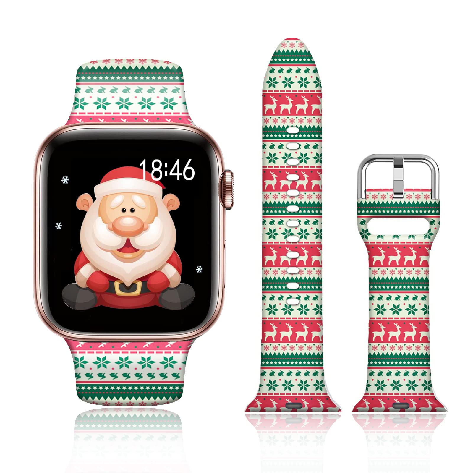 FTFCASE Sport Bands Compatible with iWatch 38mm/40mm Snowflake-Red, Flower Printed Soft Silicone Strap Replacement for iWatch 38mm/40mm Series 5/4/3/2/1