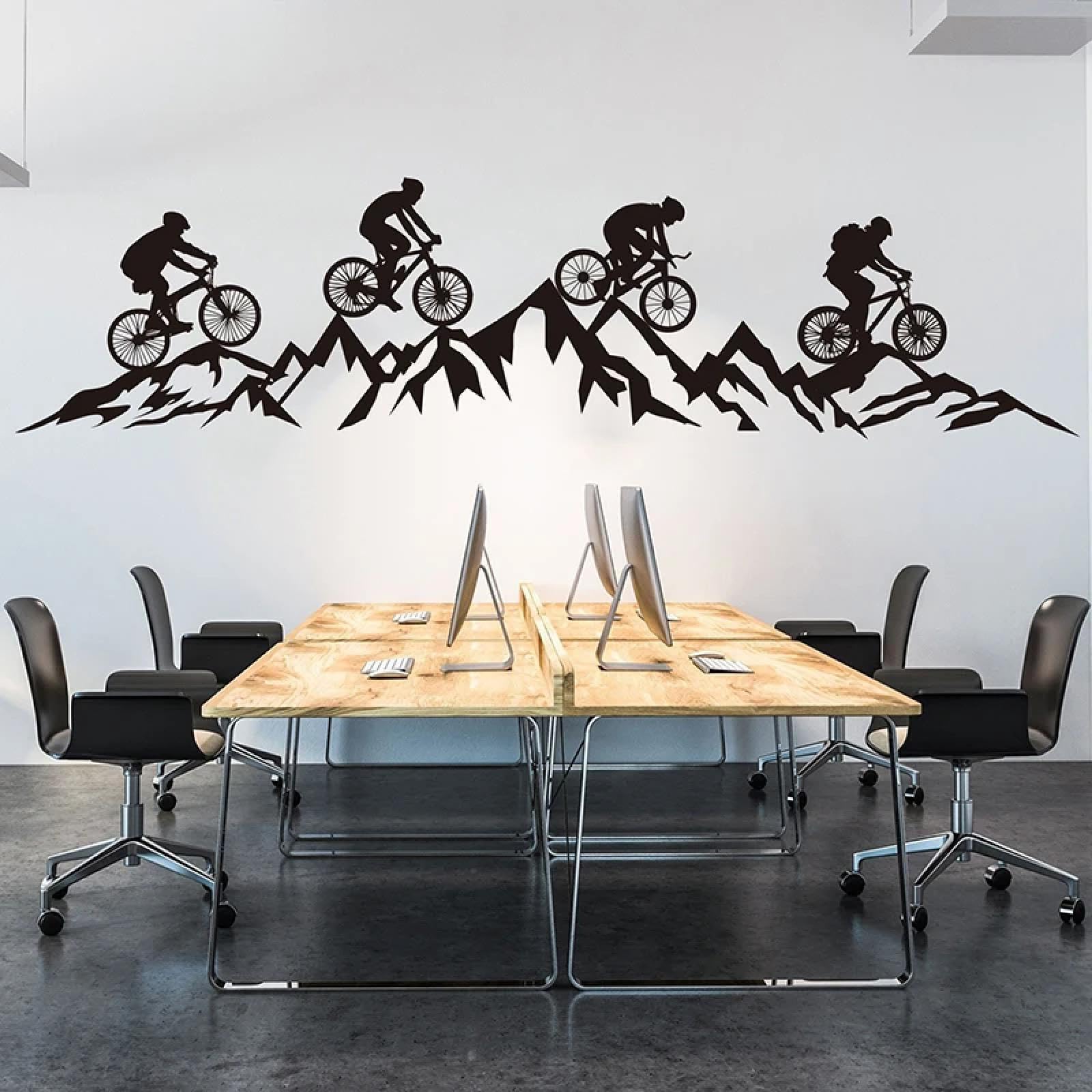 YOUOUSI Bicycle Extreme Sports Gable wall Decals, Mountain Bike Adventure Travel Children's Room Office Children's Room wall Decals