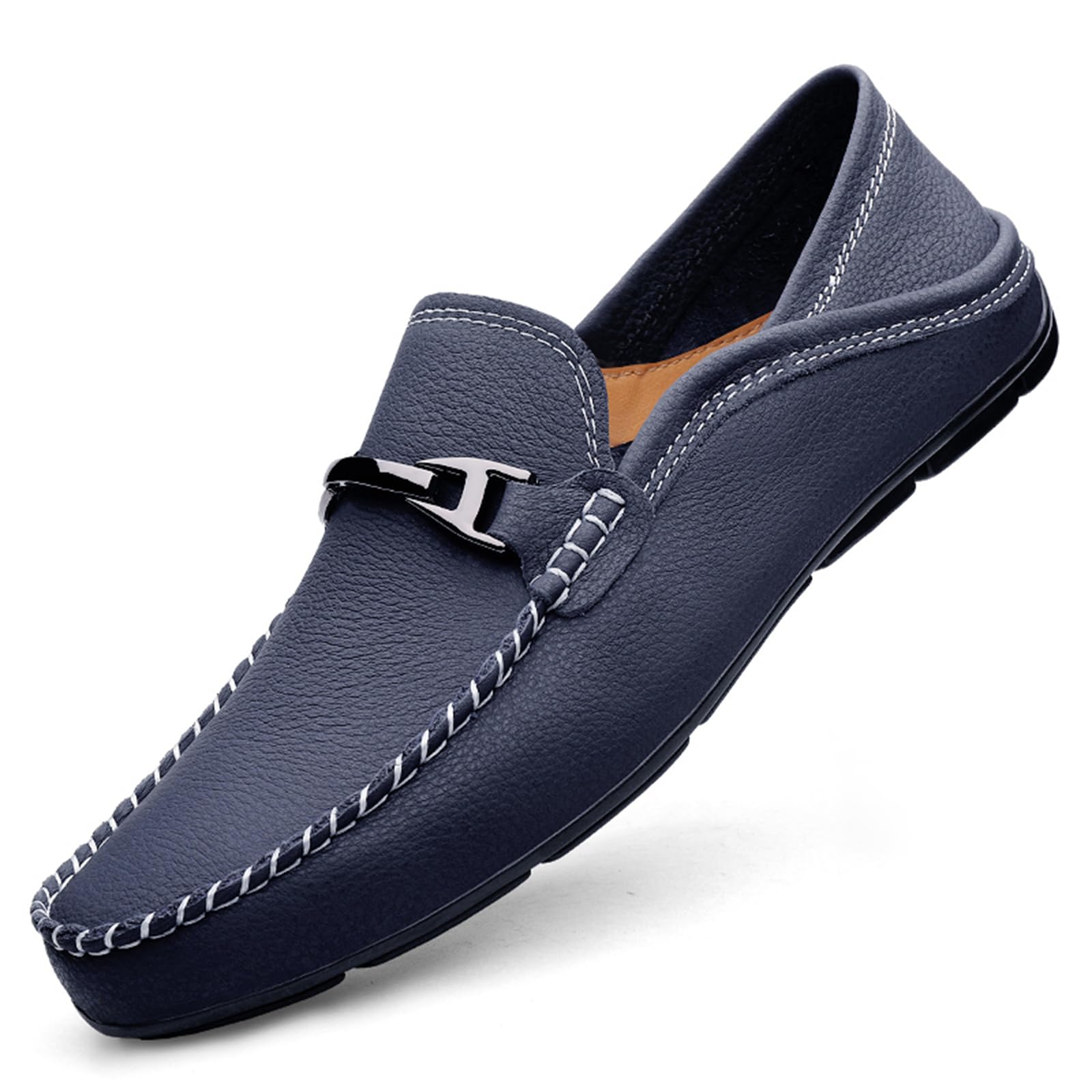 Mocasines casuales de piel auténtica para hombre, mocasines de vestir para uso diario