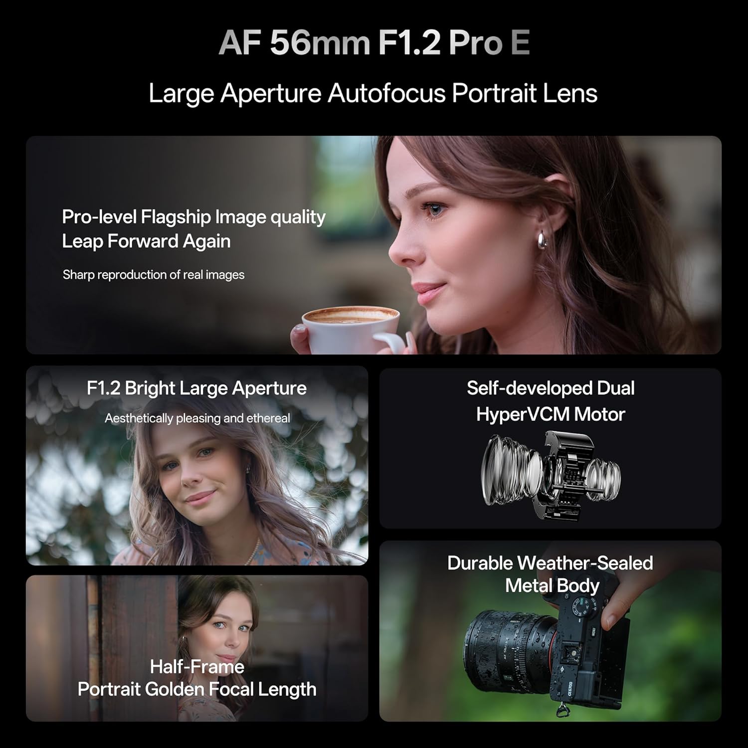 VILTROX AF 56mm F1.2 Pro E Lens for Sony E Mount, 56mm f/1.2 Wide-Angle Fixed-Focus APS-C Lens with HyperVCM Motor Compatible with Sony Camera a7IV a7RV a9II a7CII ZVE1 A1 a6700 a6400