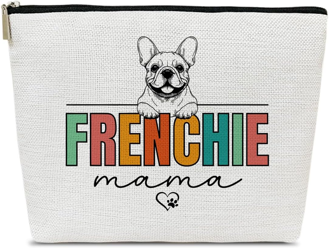 French Bulldog Gifts Makeup Bag for Purse, Frenchie Mama Cosmetic Pouch, Gifts for French Bulldog Lovers Women Sister BFF Friends Besties, Pet Lovers Makeup Pouch