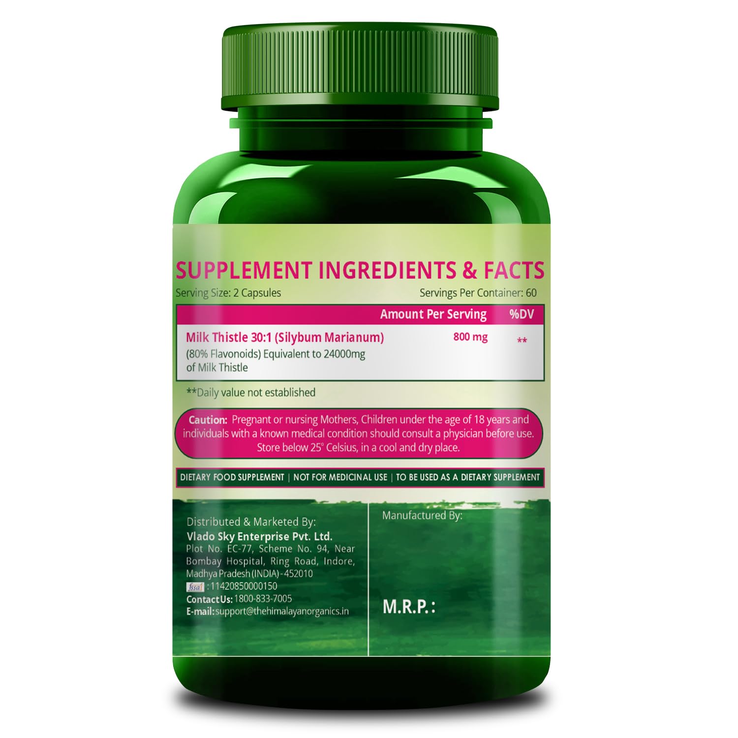 The Himalayan Organics Milk of Vlado with 800mg Silybum Marianum Detox Supplement for men and women for healthy liver for men and women. Promote metabolism and maintain cholesterol levels - 120 vegetarian capsules The Himalayan Organics Milk of Vlado with 800mg Silybum Marianum Detox Supplement for men and women for healthy liver for men and women. Promote metabolism and maintain cholesterol levels - 120 vegetarian capsules