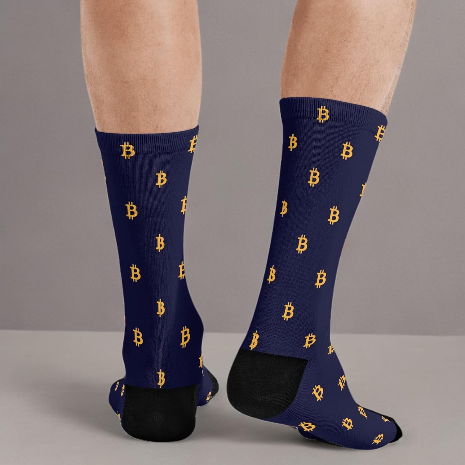 DZUAIKIT Mens Dress Socks Crew Socks Bitcoin Sign Print Man Gift Socks 15.75 Inch Stretch Sport Keep Warm Sock - Image 8