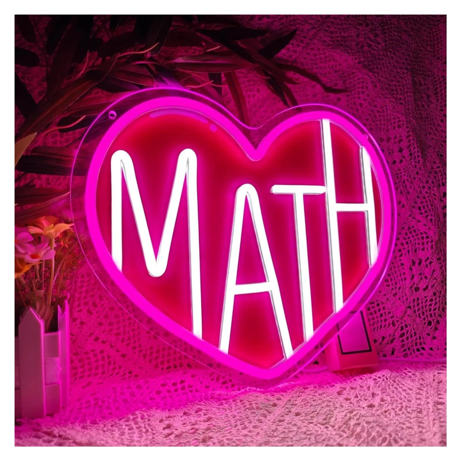 Wiszące neony artystyczne Neon Math Serce Z Napisem Miłość Światło LED Ściemnialne - Do Klasy, Nauczyciela Matematyki, Gabinetu, Wystrój Domu, 33.2cmx28cm