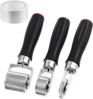 Glarks 4 rodillos de amortiguación de sonido para automóvil, herramienta de instalación de metal de 6 mm, 20 mm, 40 mm, rodillo de costura con cinta de aluminio para instalación de amortiguación de