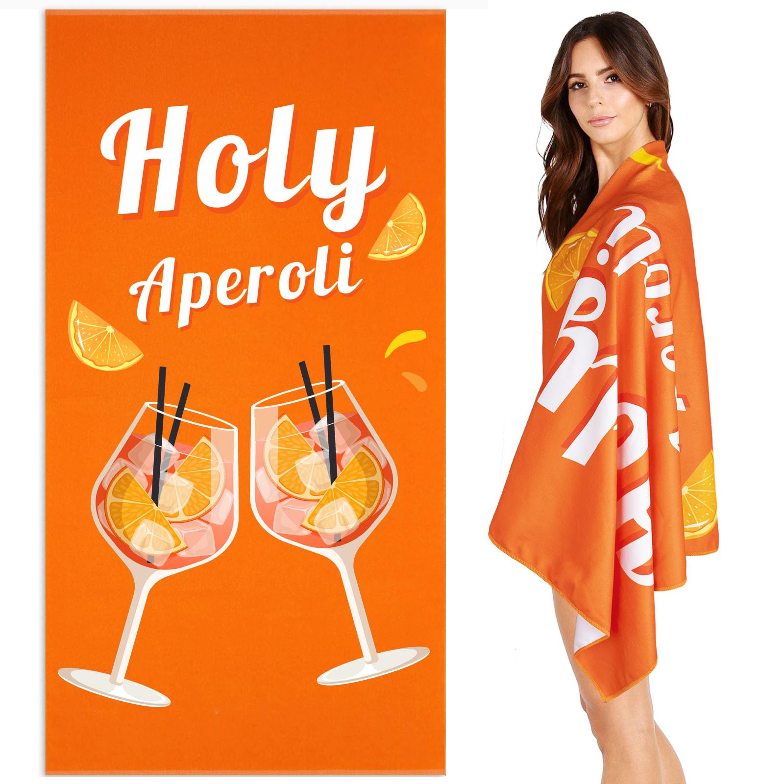 Ręcznik plażowy Aperol, Prezent AperolSpritz, Ręcznik plażowy z mikrofibry Lekki i miękki, Ręcznik plażowy dla mężczyzn i kobiet, Pomysły na prezent dla fanów Aperol (70 x 140cm) (Aperol)