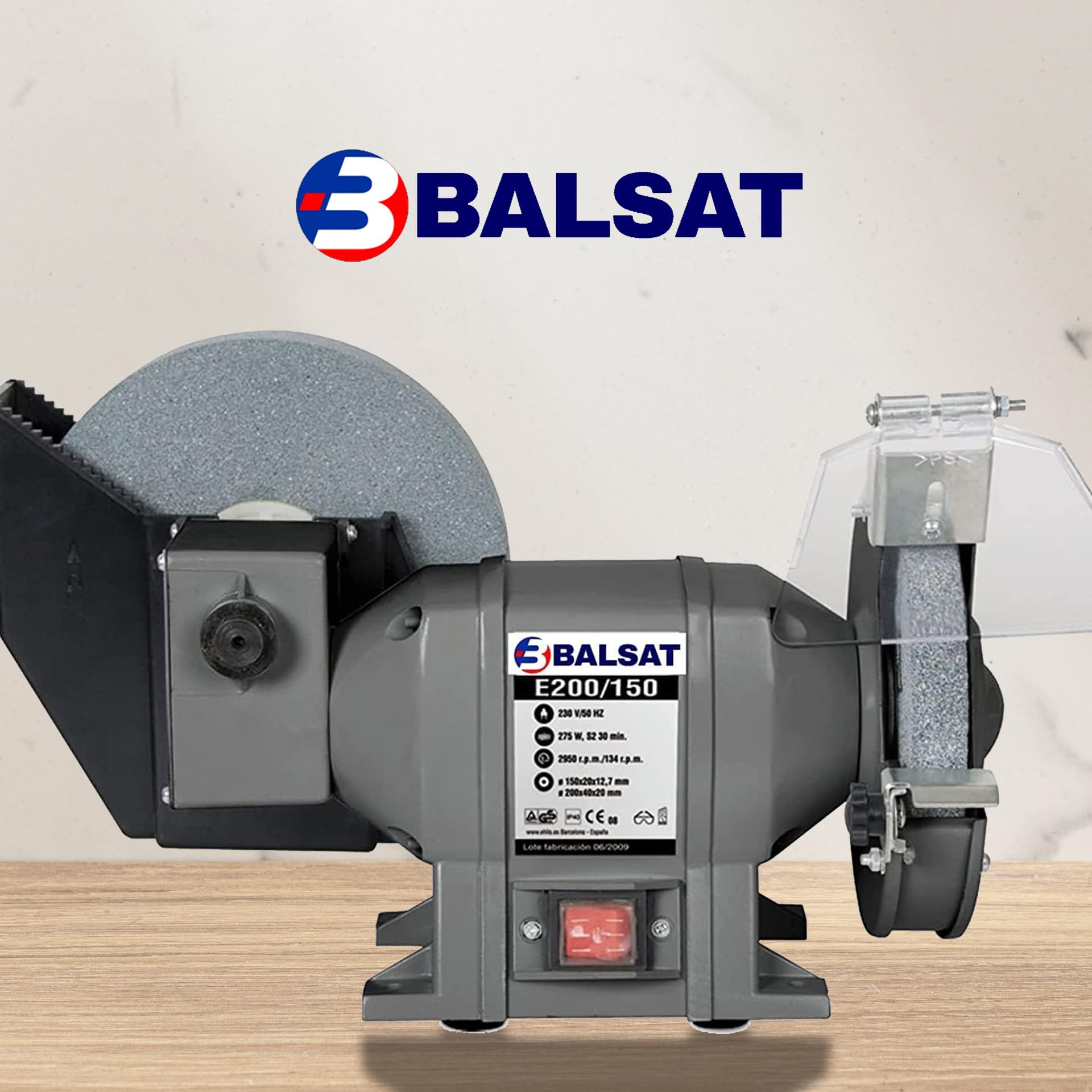 BALSAT Afilador de Cuchillos Profesional de Sobremesa | Máquina de Afilar Cuchillos Profesional Motor Silencioso y Carcasa de Acero | Afilador de Cuchillos Eléctrico para Cocina y Taller 380x200x290mm