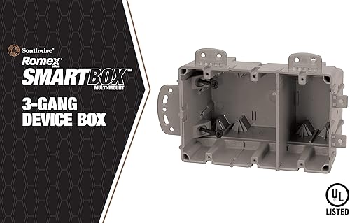 Vista 35 de Southwire MSBST250 - Caja inteligente eléctrica para montaje y techo, diente de tiburón con sierra de agujero, soporta 6 libras, color gris