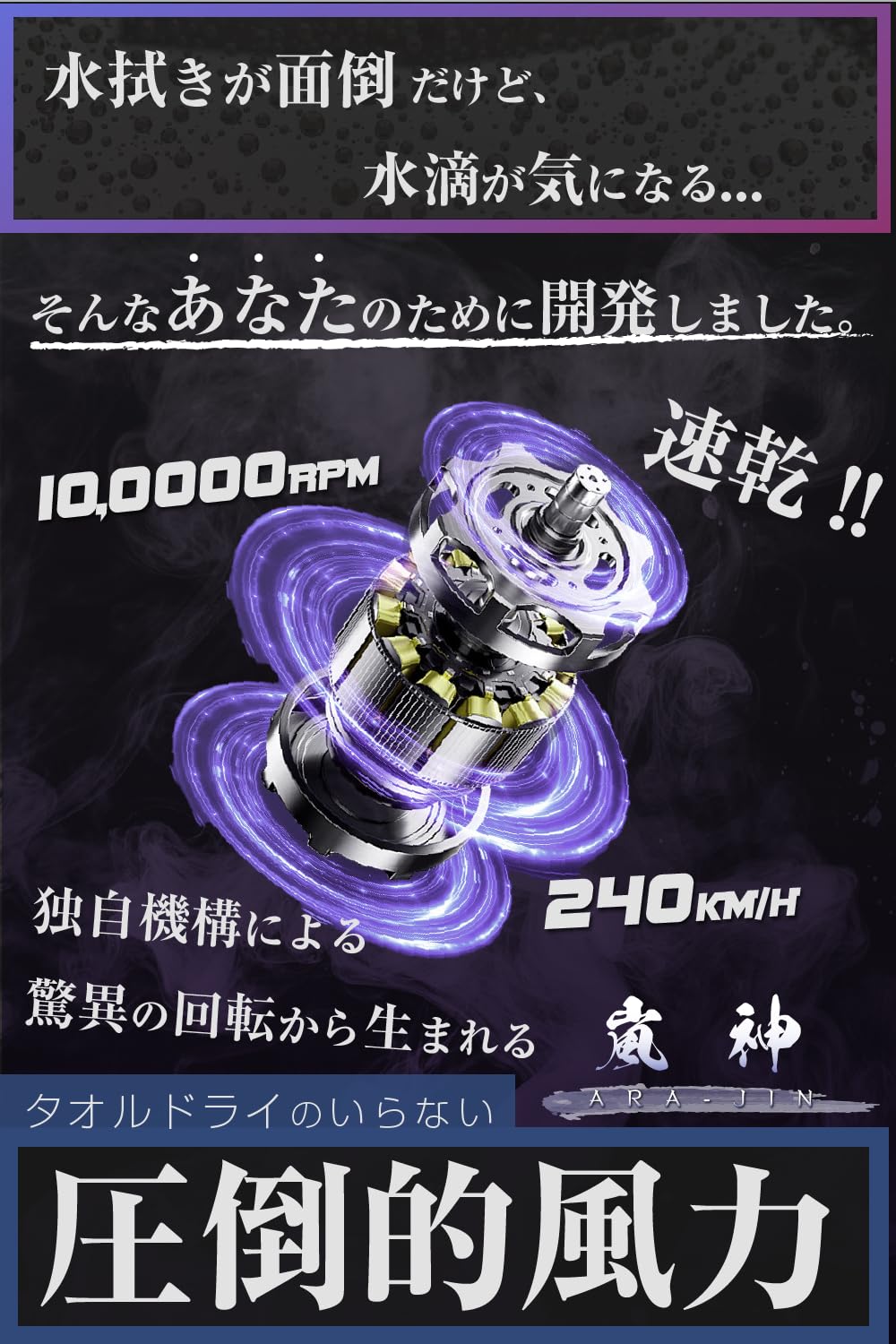 Amazon.co.jp: 嵐神 ARAJIN 最強 ブロワー 洗車 超強力ターボファン 