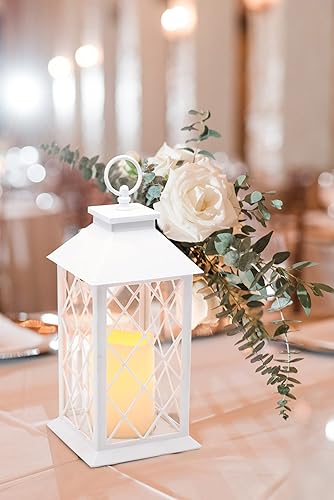 Miniatura 8 de YAKii Farol de vela decorativo con vela LED sin llama y temporizador, vela LED de plástico y soporte, luces colgantes para interiores y exteriores