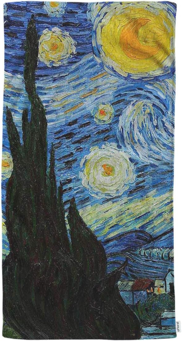 oFloral Van Gogh Classic Arts Starry Night Hand Towels Cotton Washcloths,Comfortable Soft Towels for Bathroom/Kitchen/Yoga/Golf/Hair/Face Towel for Men/Women 15X30 Inch