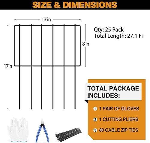 Vista 3 de KYATE Valla de barrera de animales, 25 paneles de barrera de valla para perros sin excavación, bloqueadores de defensa de tierra de conejo, borde