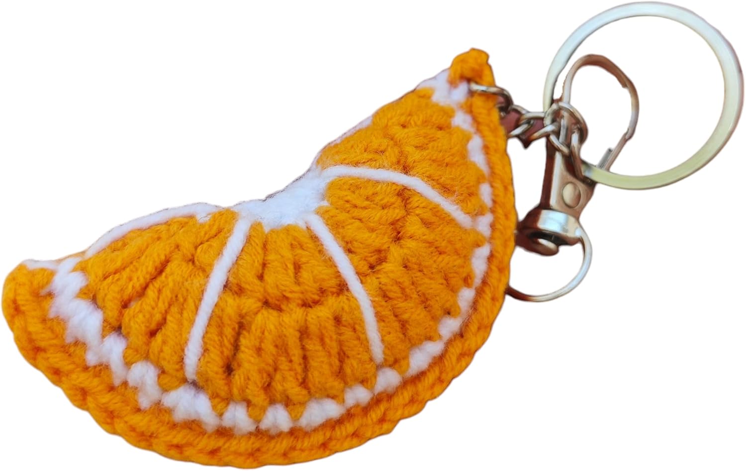 Handmade Crochet Fruit Keychain-Watermelon Kiwi Lemon Strawberry Orange Knitted Charms for Bag Key or Summer Decor