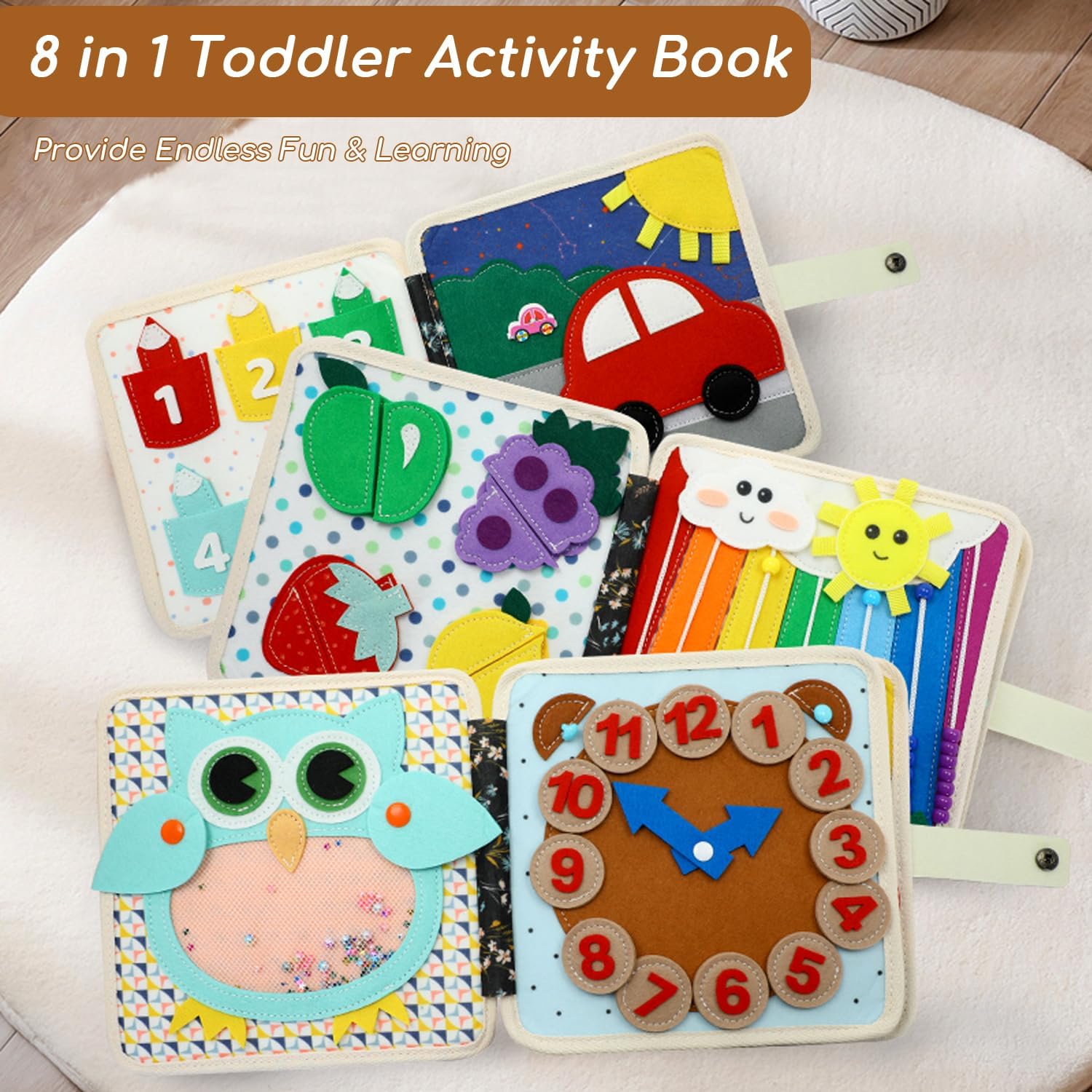 Cobelae Montessori Busy Book for Toddlers 3 Busy Book for Toddlers 1-3, Felt Quiet Activity Book for Kids,Travel Toy for Kids, Boys and Girls Gift