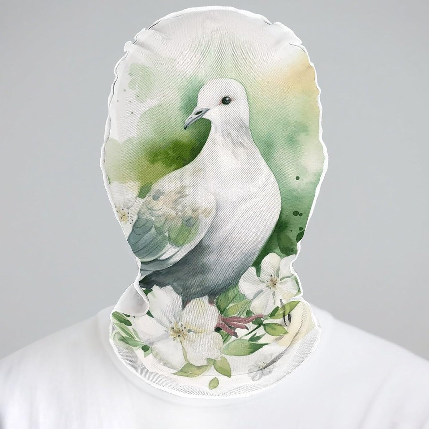 Dove with A Flower Balaclava Ski Mask, Cooling Face Cover White image 5