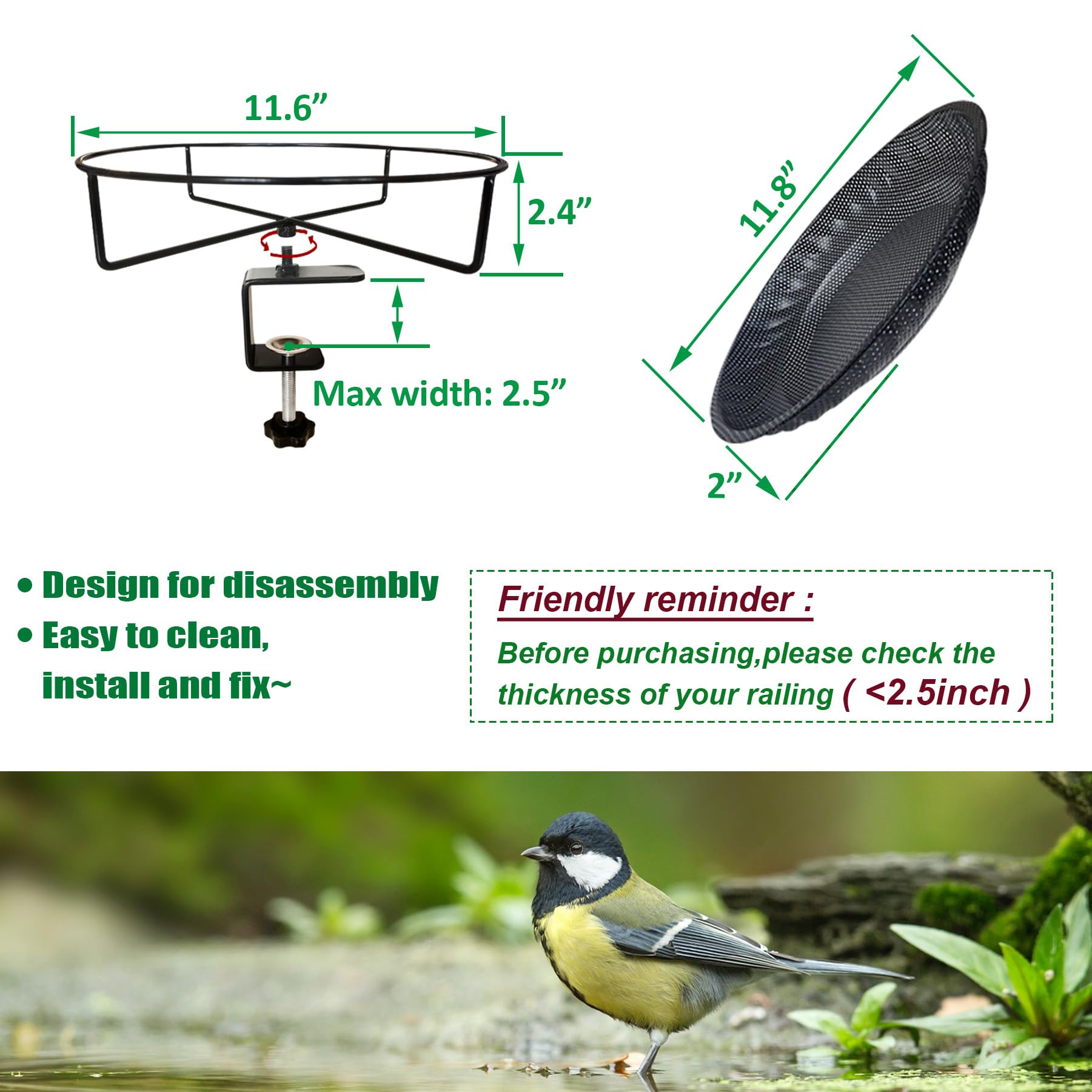 Premium Stainless Steel Bird Feeder Tray -4