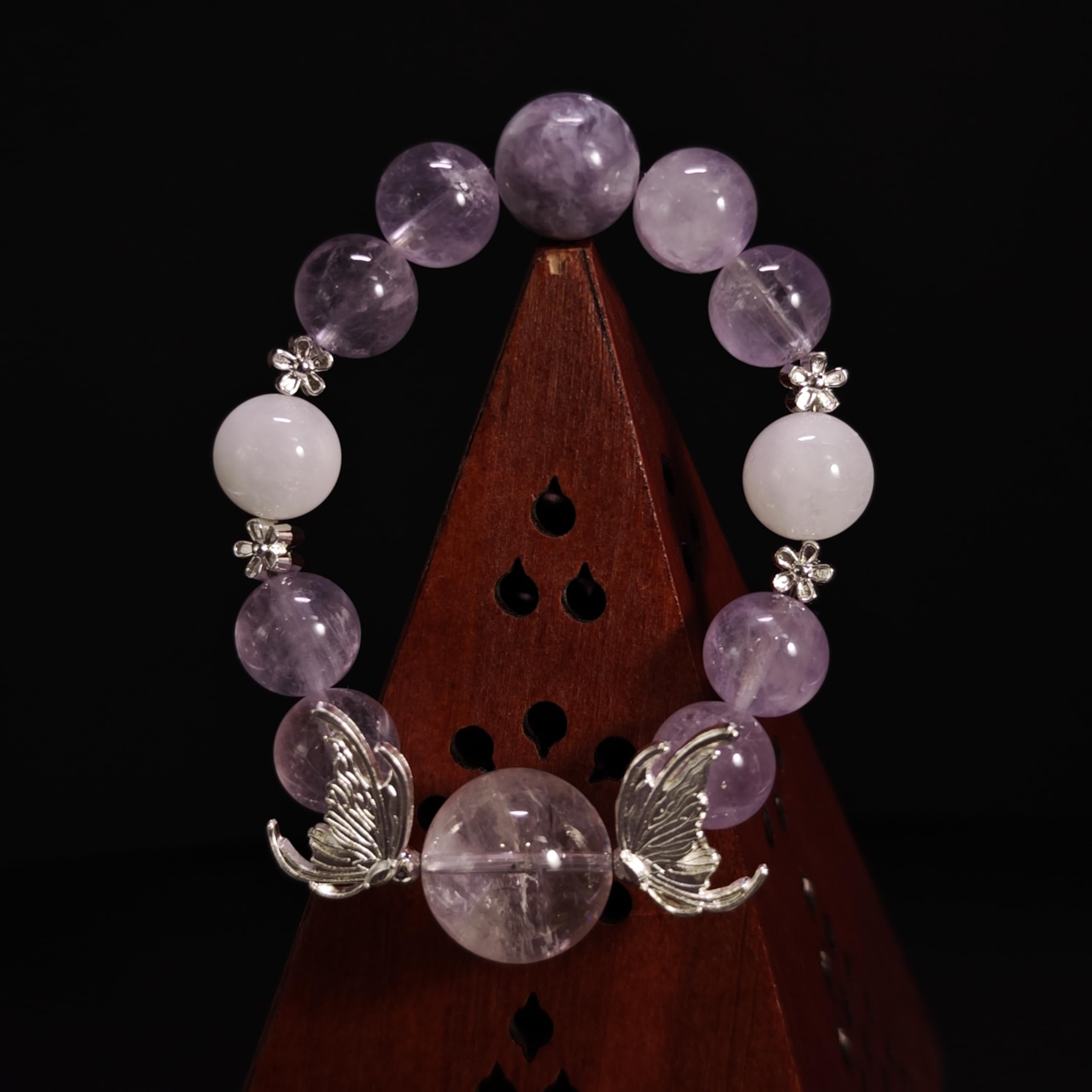 Bracciale Cristallo Bracciale Elastico Personalizzato in Ametista Naturale Fatto A Mano per Donna Yoga Meditazione Compleanno FESTIVITÀ
