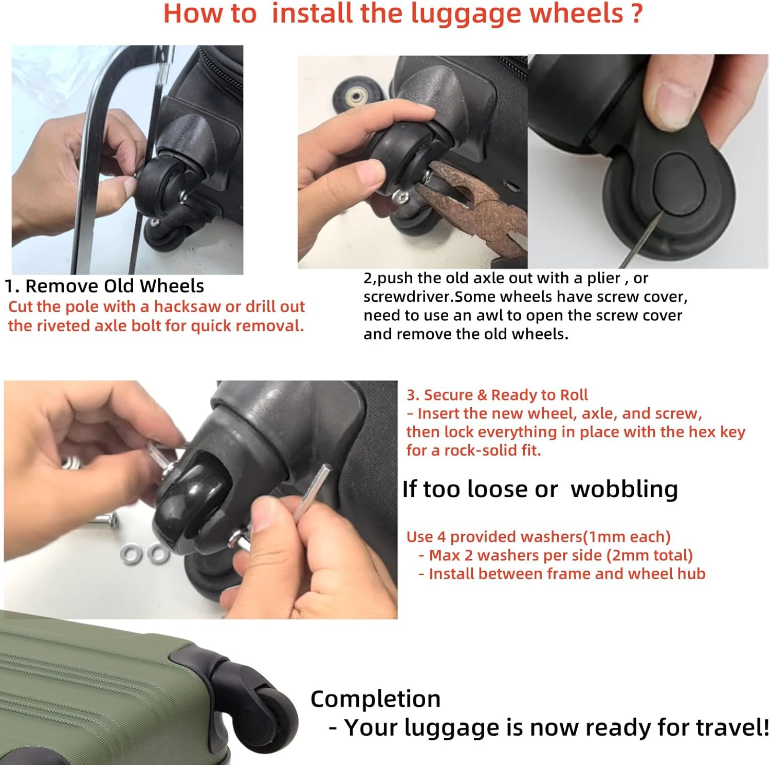Rhinenet Luggage Suitcase Replacement Wheels Ghana Ubuy