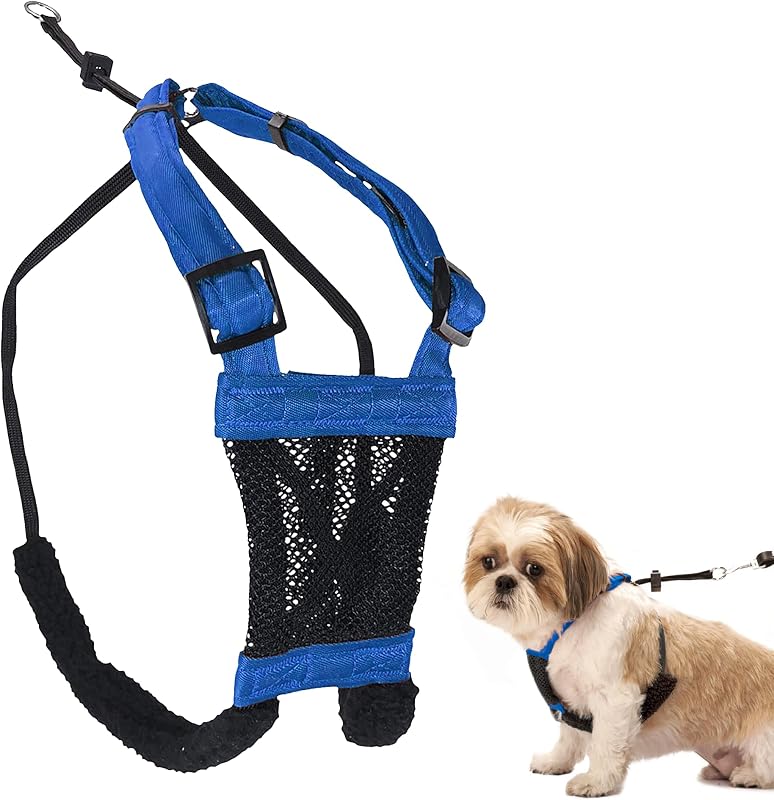 Peitoral tipo cabresto anti puxão para cães pequenos Sporn em malha de nylon azul