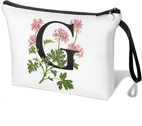Miniatura 1 de Bolsas con letras iniciales de flores para mujer, bolsa de maquillaje con inicial, bolsa de cosméticos con inicial, bolsa de maquillaje