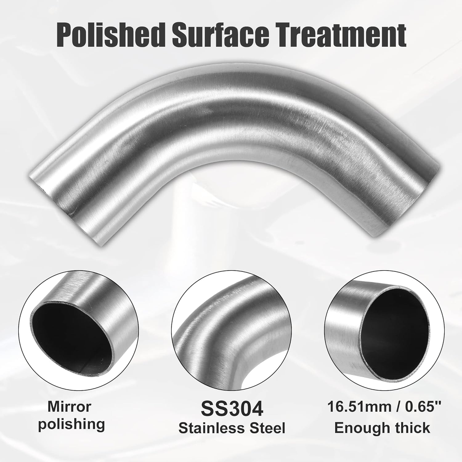 X AUTOHAUX 1 Pcs OD 2 Inch 90 Degree Mandrel Bend Elbow SS304 Stainless Steel Bend Tube Exhaust Elbow Pipe Silver Tone
