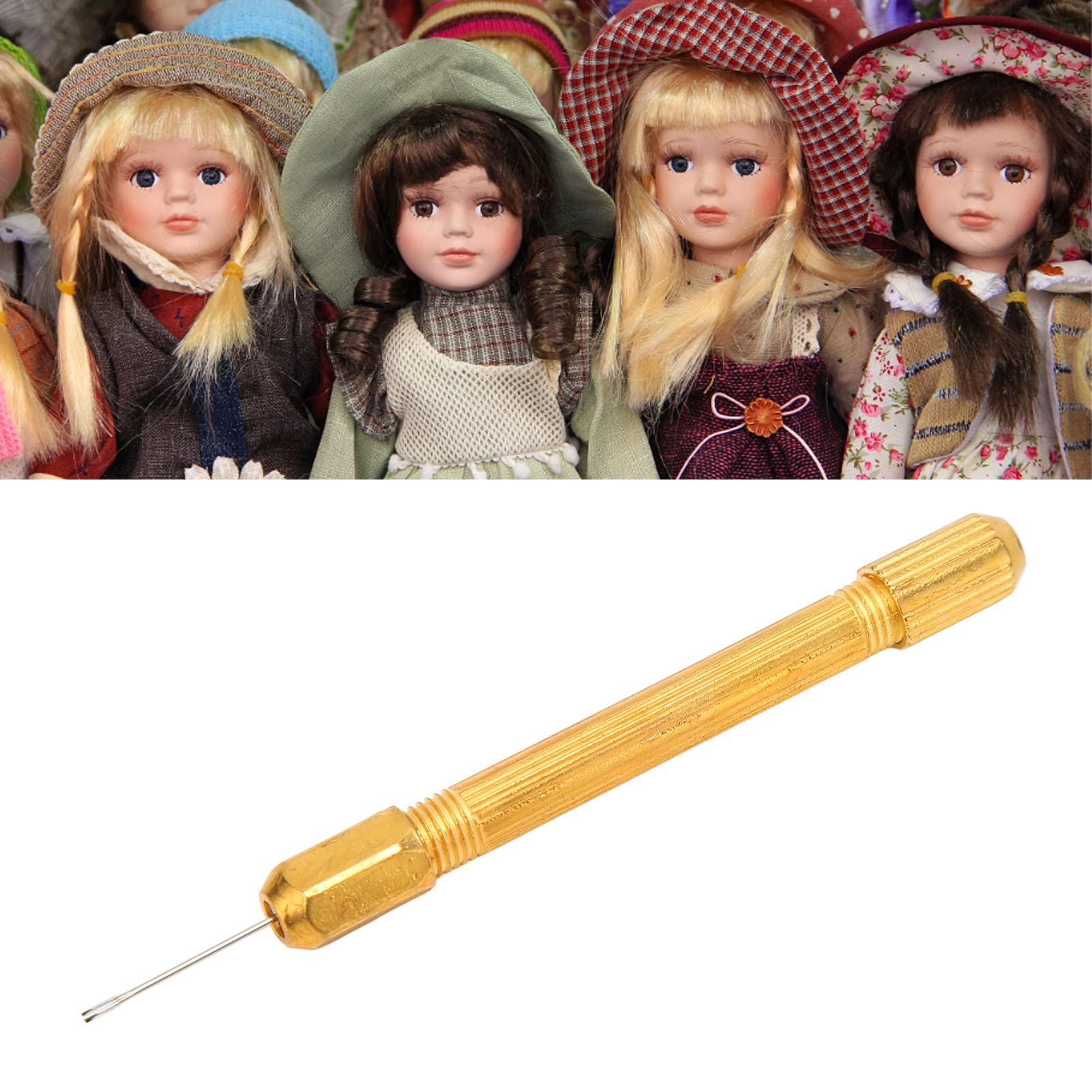 Accessori per Radicazione Capelli Bambole, Strumenti con 4 Aghi 0,6 mm 0,8 mm, Manico in Lega