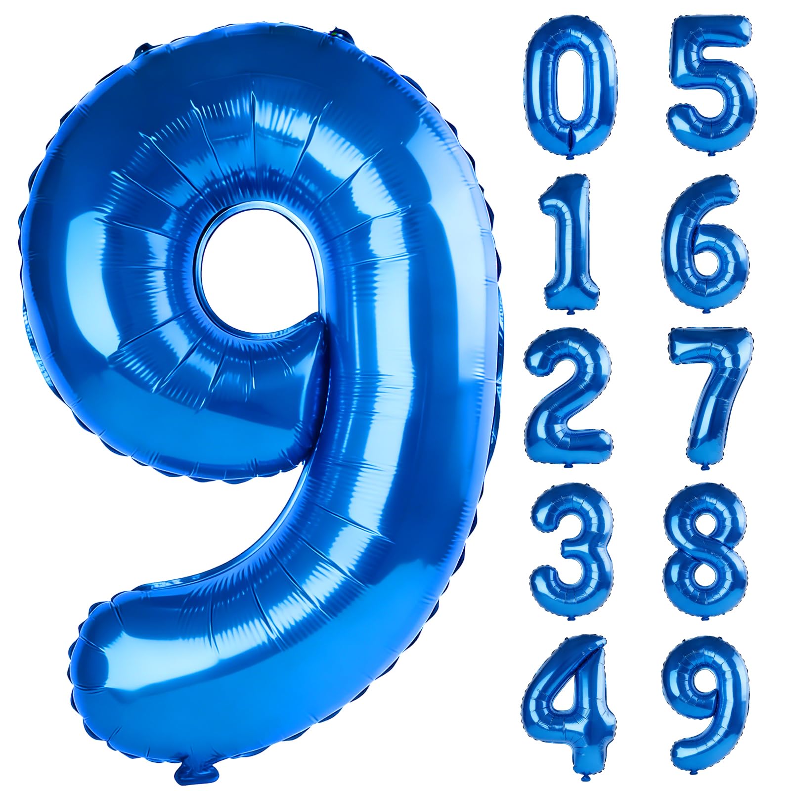 40 Inch Number 9 Balloons for 9th Birthday Party Decorations,0-100 Dark Blue Large No.9 Digital Balloons for Girls Boys and Daughter Son, Helium Foil Number Balloons for Wedding Anniversary — image 1