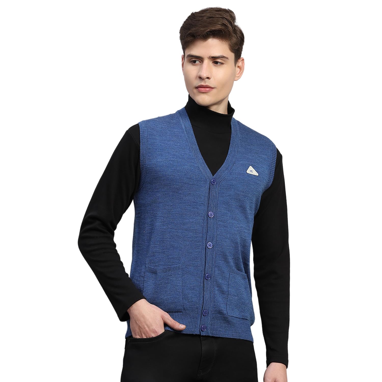 monte carlo Mens Regular Fit Solid Sleeveless V Neck Cardigan | Warm Woolen Sweater for Men | Stylish Full Sleeve Knitted Cardigan | Soft Comfortable Winter Wear (Pack of 1)-picture-14