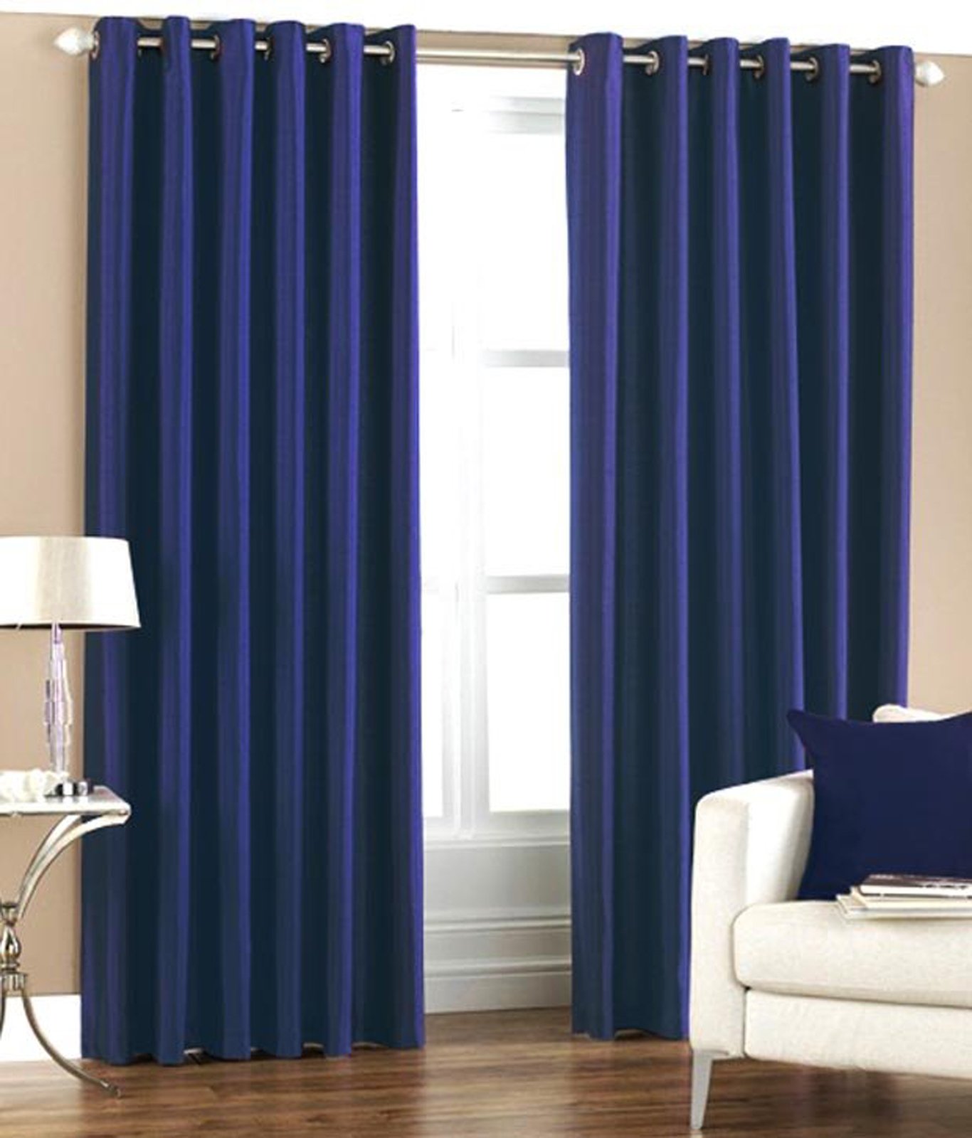 Raghav Polyester Double Piece Window Curtains_Blue-picture-12