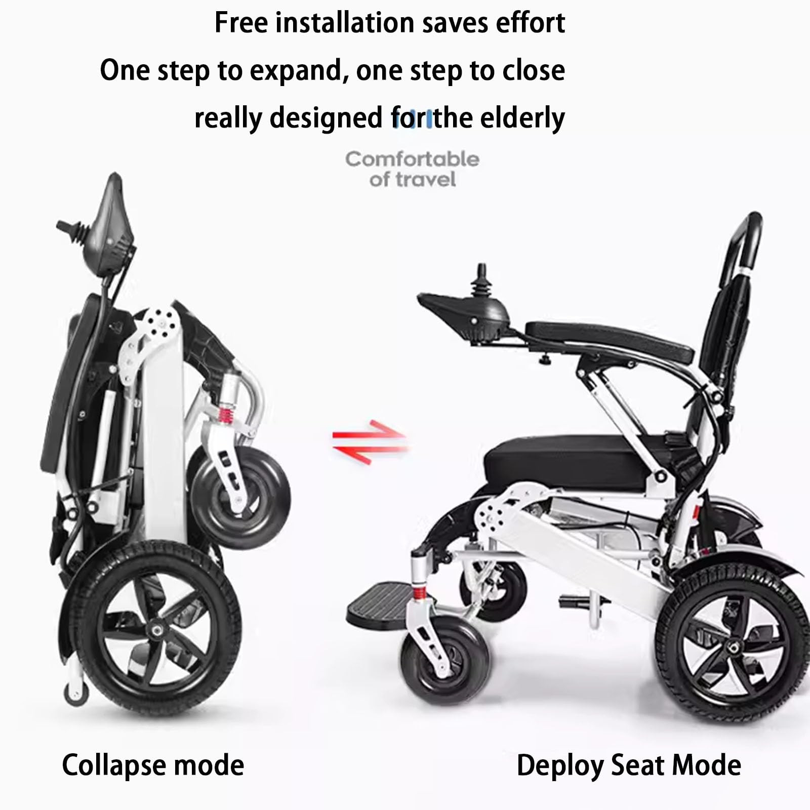 Carrozzina elettrica per Anziani, Carrozzina elettrica Completamente Automatica per Due Persone, Batteria al Litio ad Alta capacità, Pedali Comodi,