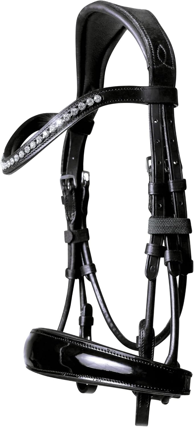 Lumiere Equestrian 'Aurelie' Rolled Leather Bridle (Cavesson) : Sports & Outdoors