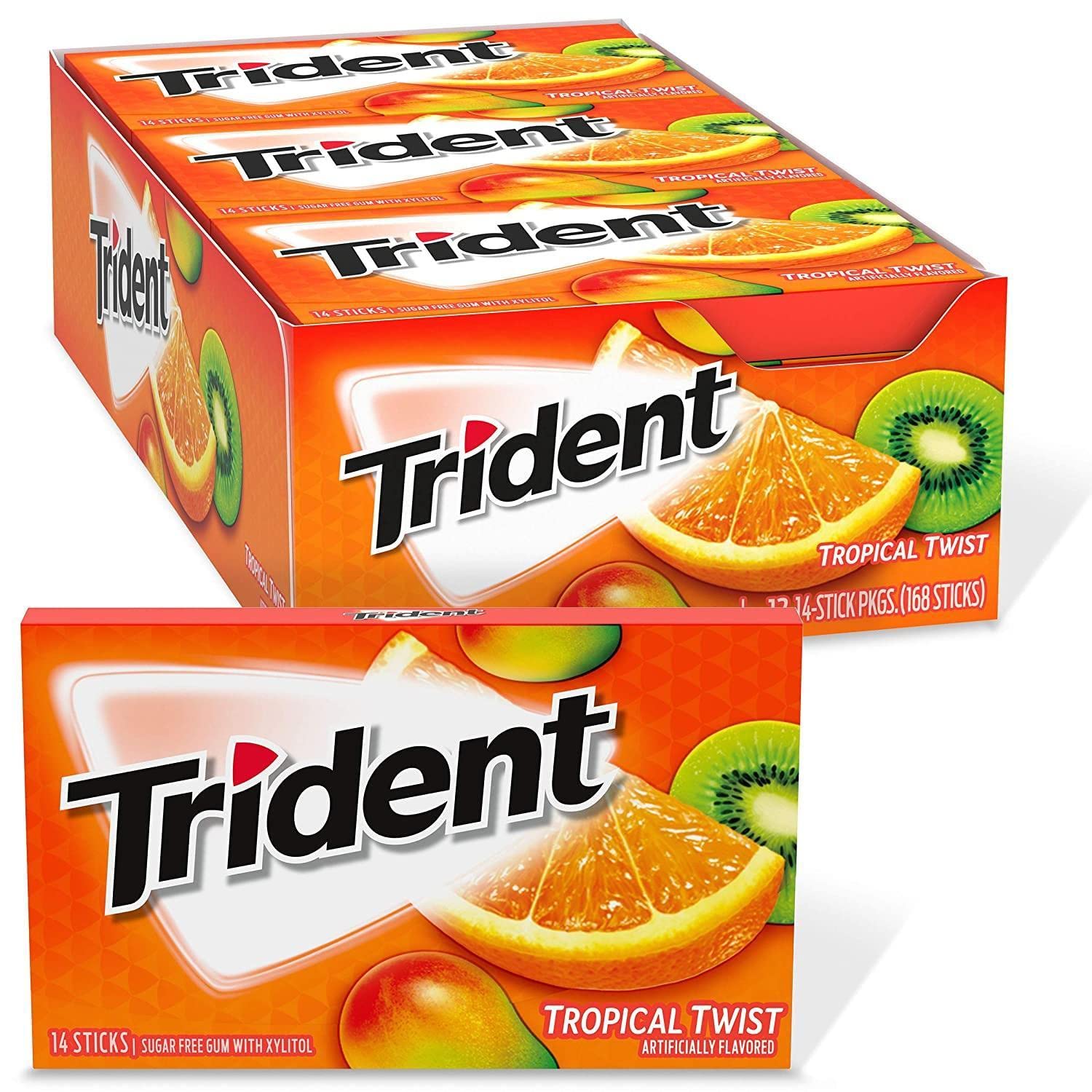 Trident Tropical Twist Sugar Free Gum Mint, 14 Sticks - Pack of 12 (B0C3RVWVY5) Amazon Price History, Amazon Price Tracker