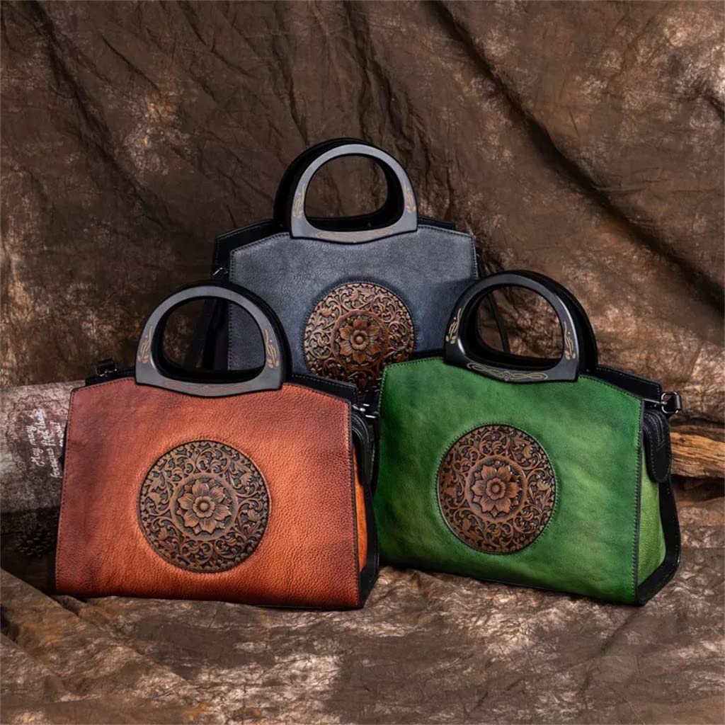 Bolsos de mano vintage en relieve para mujer, multifuncionales, de cuero, bolsos de hombro