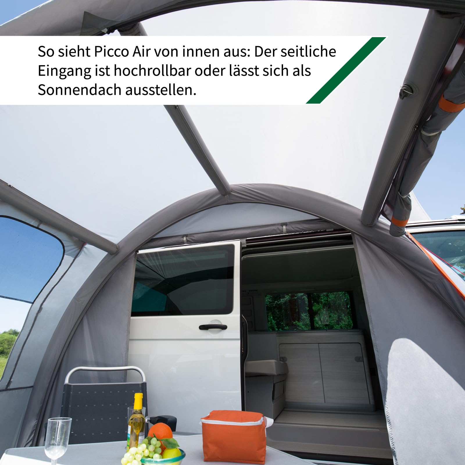 DWT Buszelt Picco Air 320 x 150 cm, freistehendes Mobilzelt, leichtes Air-In Luft-Vorzelt für Camper Vans inkl. Abspannmaterial und Luftpumpe