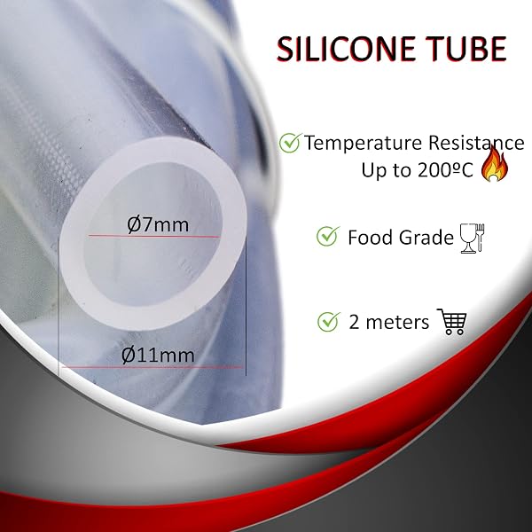 Tubo in silicone trasparente 20x15 mm | Resistente alte temperature -60°C/+200°C | Uso alimentare, acquario, birra, laboratorio - 1
