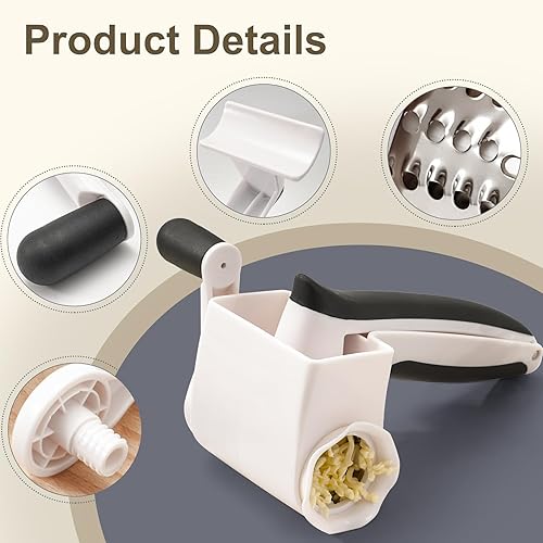 Miniatura 9 de Rallador de queso con manivela de mano - 3 tambores de rejilla ajustables para queso parmesano y quesos duros - Resistente a roturas y fácil de