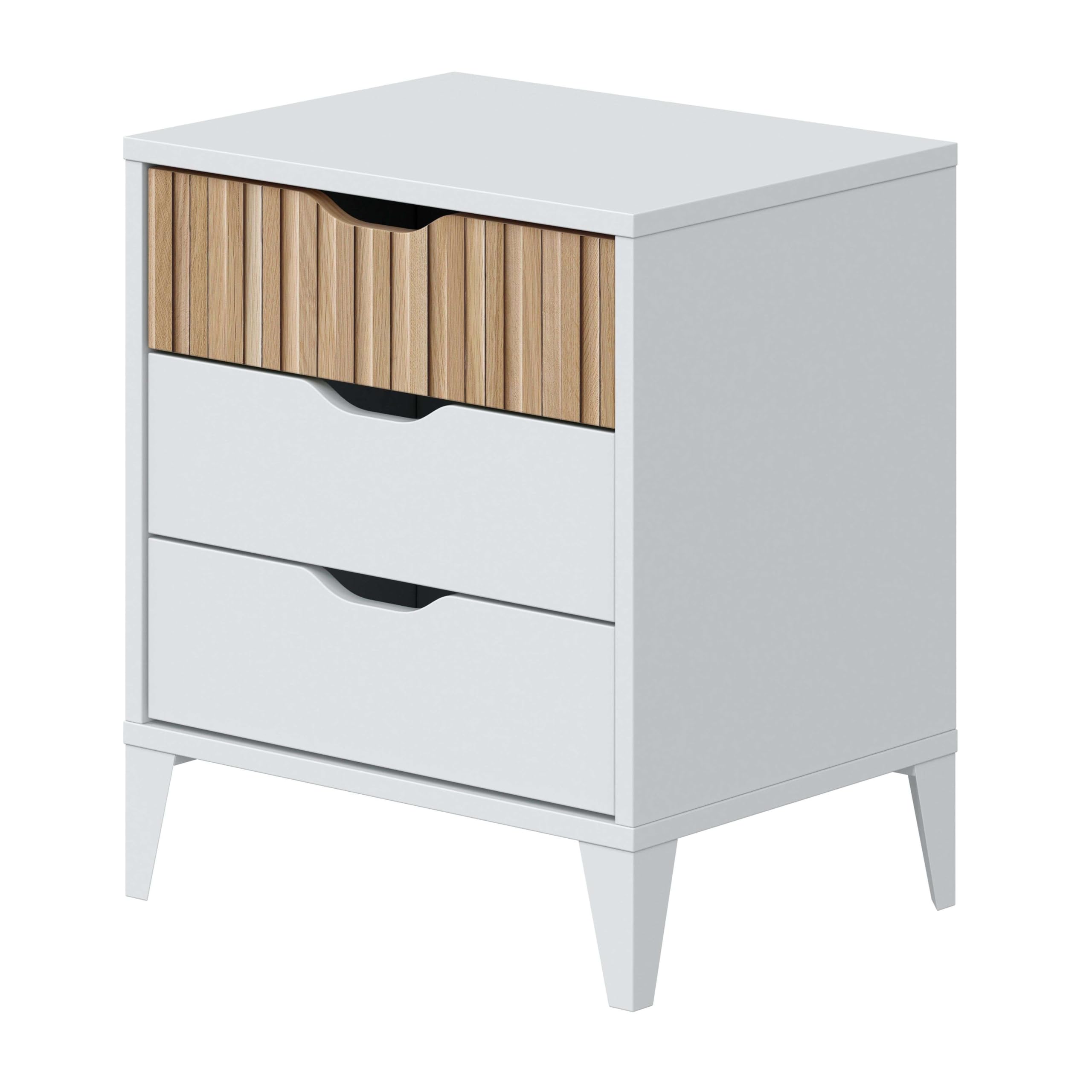 Pack Muebles Dormitorio Matrimonio Completo Estilo Nórdico Color Roble Natur y Blanco Mate