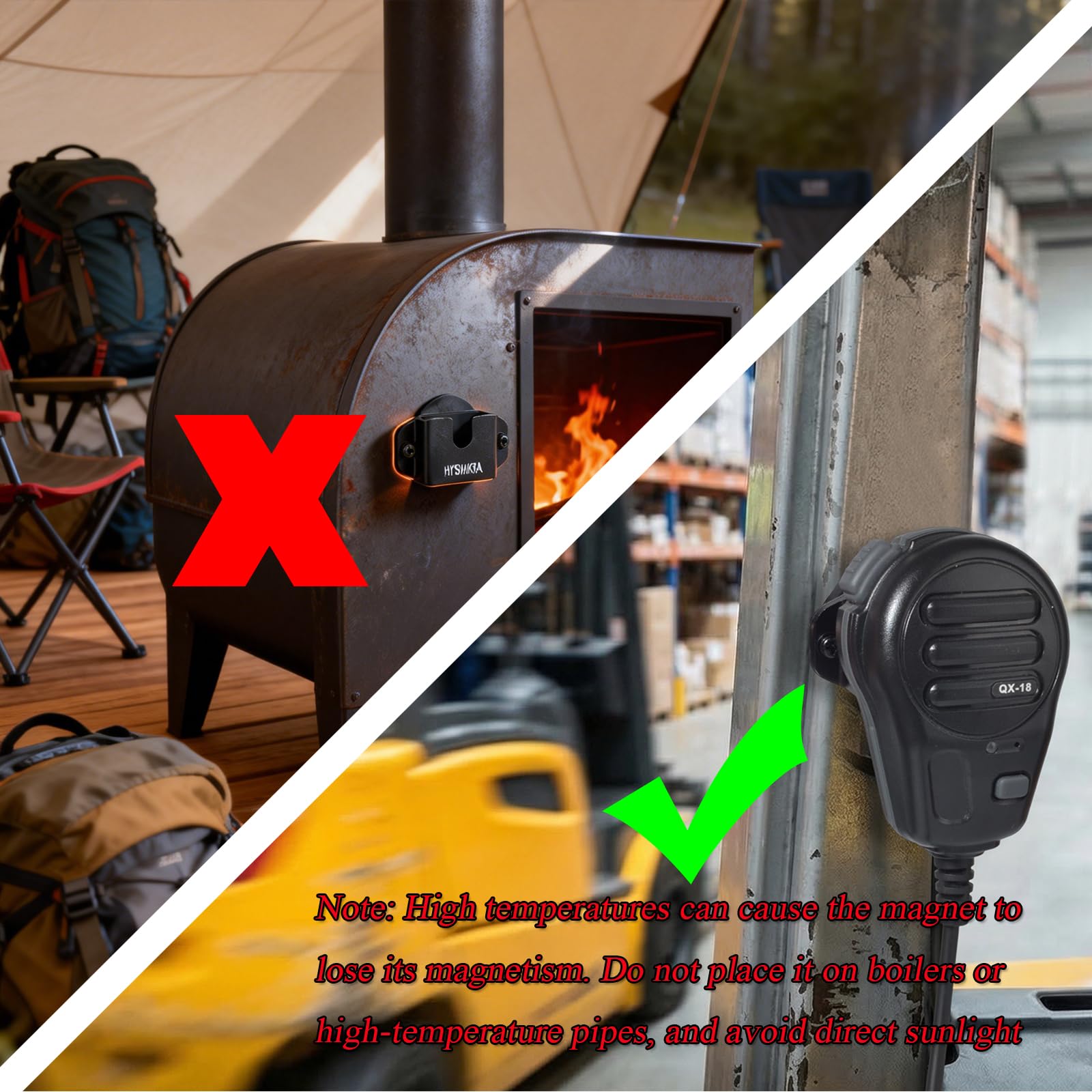 Supporto Universale 3-in-1 a Forte Magnete per Walkie-Talkie 7,5 kg da Parete per Baofeng Motorola Kenwood