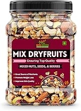 Nutri Cravers Healthy Mixed Dry Fruits Jar Pack 1kg | Premium Blend of Dried Almonds, Cashews, Black & Green Raisins, Cranberries & More | Nutrient-Rich Snack for Wellness (1000gm)