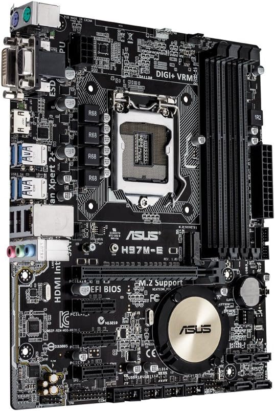 Top-down view of ASUS H97M-E Motherboard