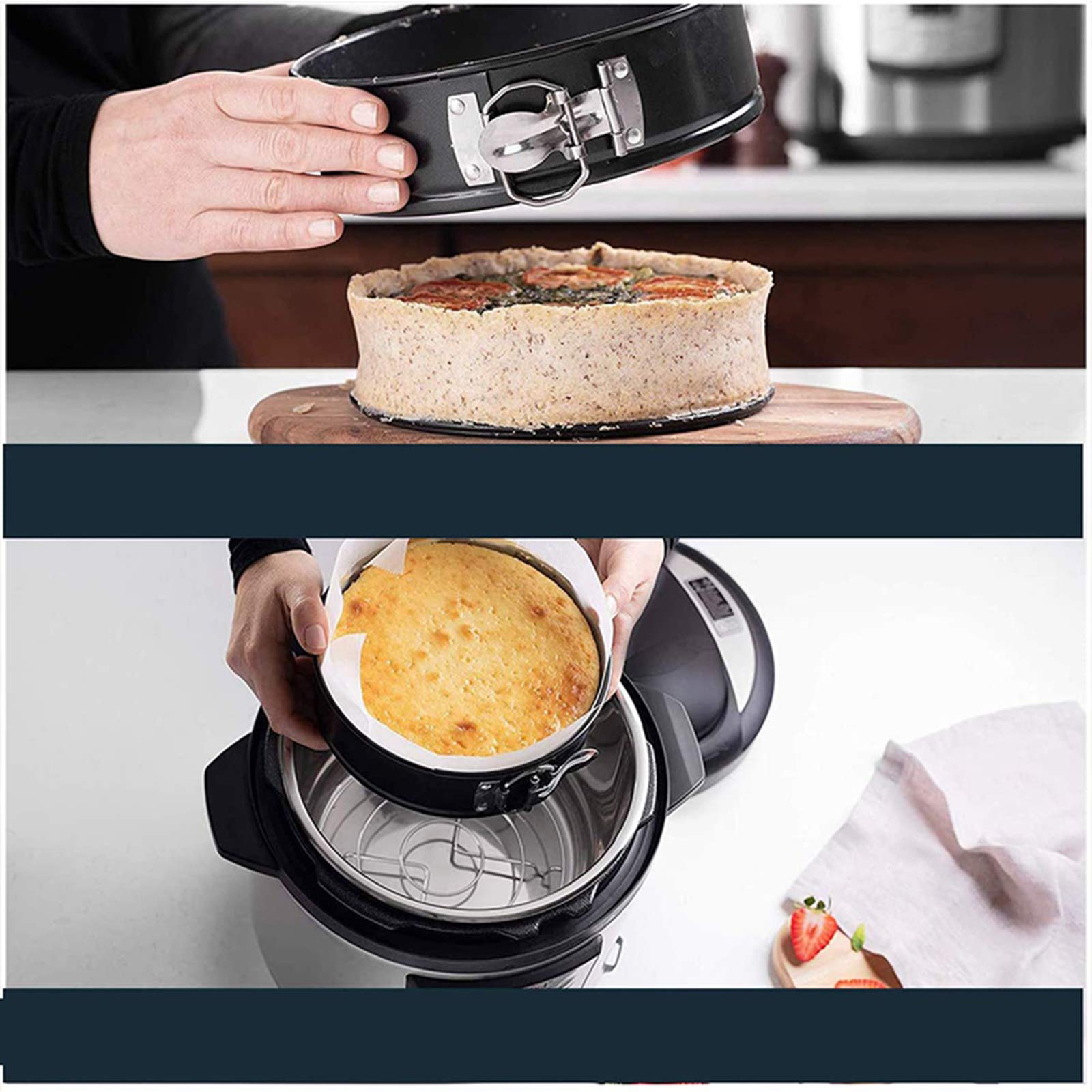Zestaw okrągłych form do ciasta z końcówkami do wyciskania, nieprzywierającą blachą do pieczenia ciast Kuchenne naczynia do pieczenia ze zdejmowaną podstawą do robienia różnorodnych ciast