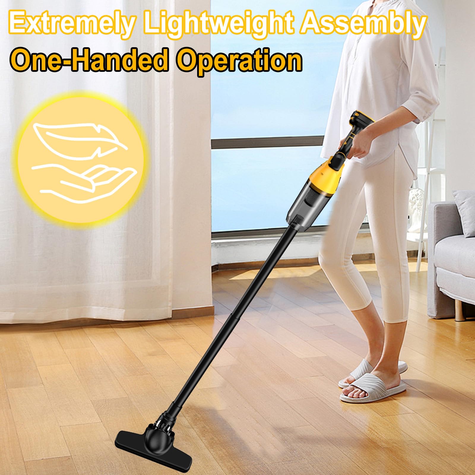 Aspiradora con batería compatible con Dewalt 18 V 20 V, 22000 Pa, aspiradora de mano portátil con 4 boquillas y depósito de polvo de 600 ml, aspiradora para pelo de animales, alfombras, suelos duros