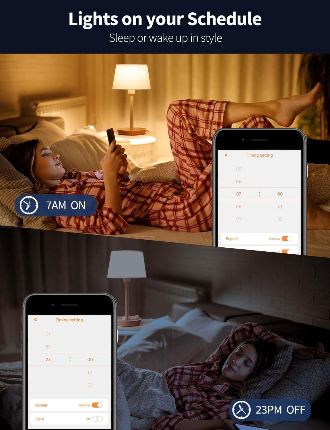 iLC LED Lampadine Bluetooth, 12W E27 Lampadina Compatibile con Alexa (sono necessari i dispositivi Echo), 2700K-6000K CCT + Multicolore (4 pezzi) (Confezione da 2)