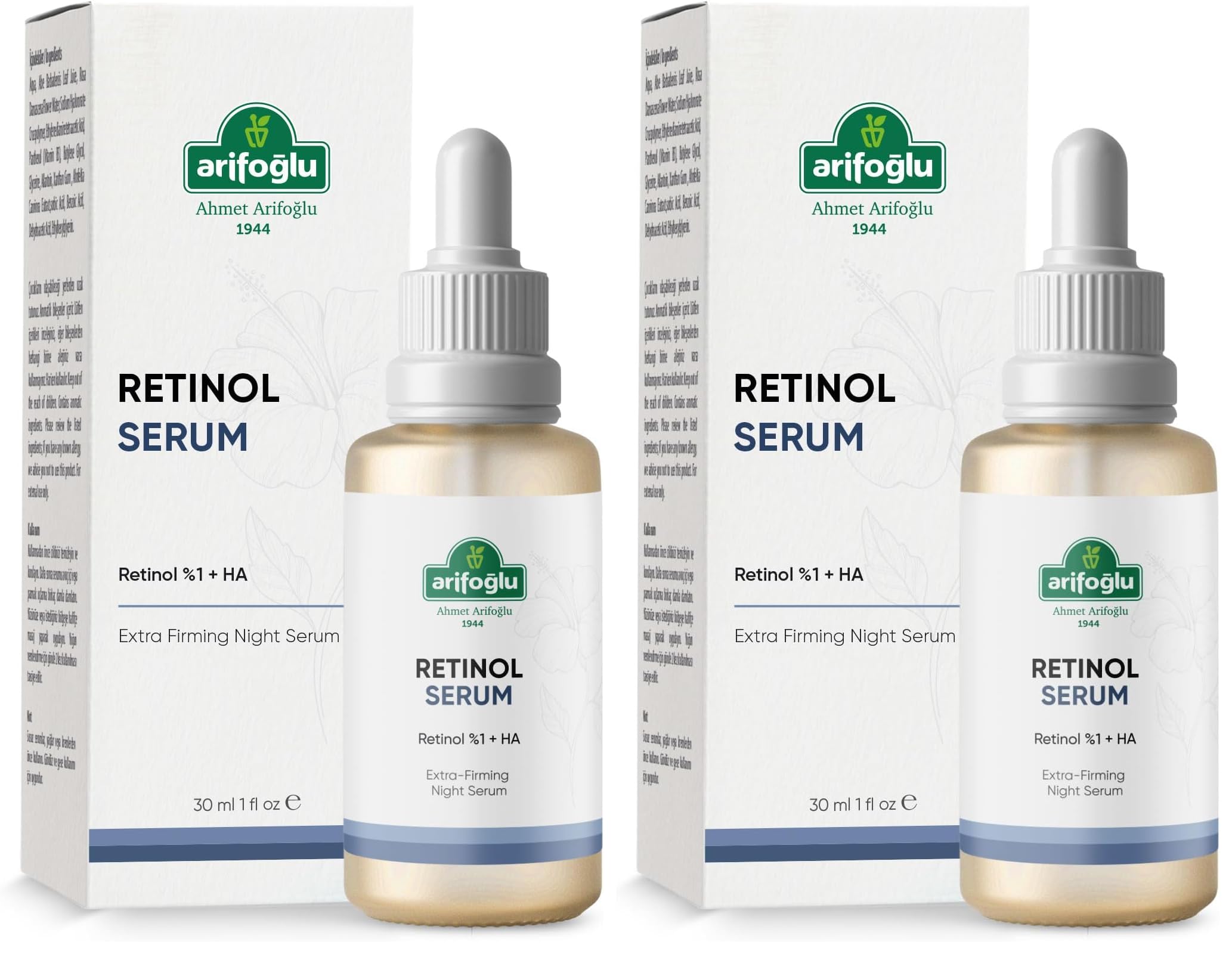 Arifoğlu Kırışıklık Karşıtı, Onarıcı Retinol (A Vitamini) Sıkılaştıcı Gece Serumu 30 ml Retinol%1+H (2 paketi)