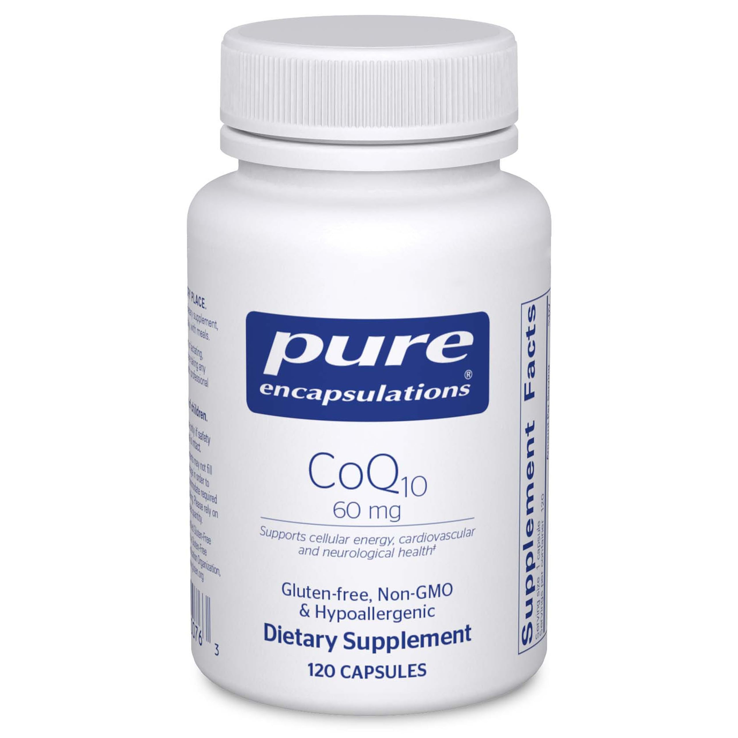 Pure EncapsulationsCoQ10 60 mg | Coenzyme Q10 Supplement for Energy, Antioxidants, Brain and Cellular Health, Cognition, and Cardiovascular Support* | 120 Capsules