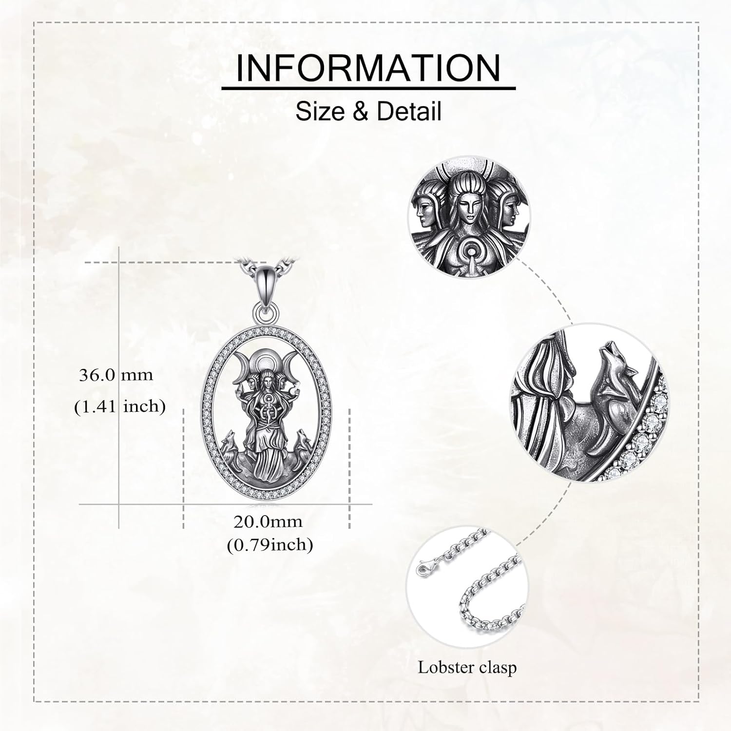 ONEFINITY Hecate Necklace 925 Sterling Silver Triple Moon Goddess Pendant Necklace Wiccan Moon Witchy Amulets Jewelry Gifts for Women - Image 4