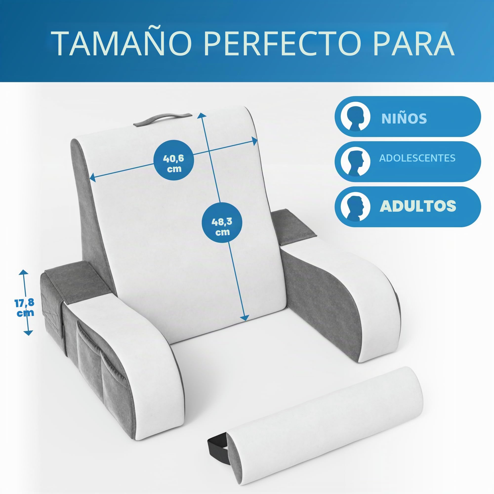 Kölbs Almohada de Lectura | Soporte Completo para Mayor Comodidad | Almohada de Espalda para Cama Sentado, Libro de televisión, Almohada de Apoyo para Respaldo de Cama, Silla de Cama con Brazos