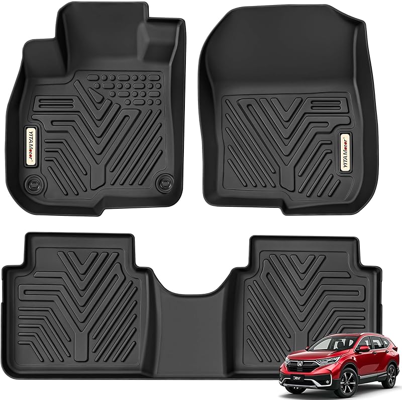 Tapete automotivo de TPE sob medida para Honda CR-V 2017 a 2022 YITAMOTOR, preto, proteção para todas as estações, kit com 3 peças