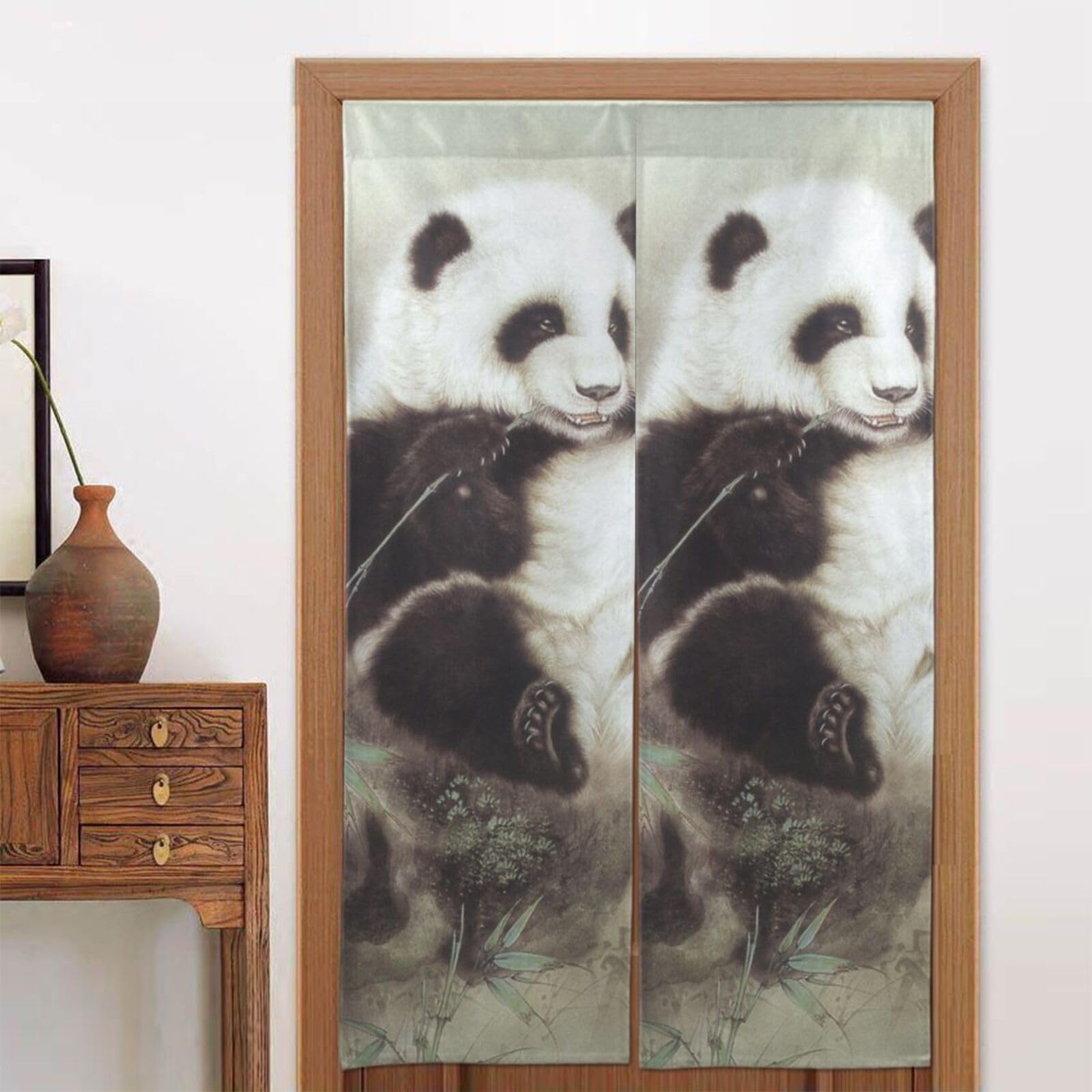 Rideau de porte japonais noren imprimé panda BAFAFA 86x142 cm
