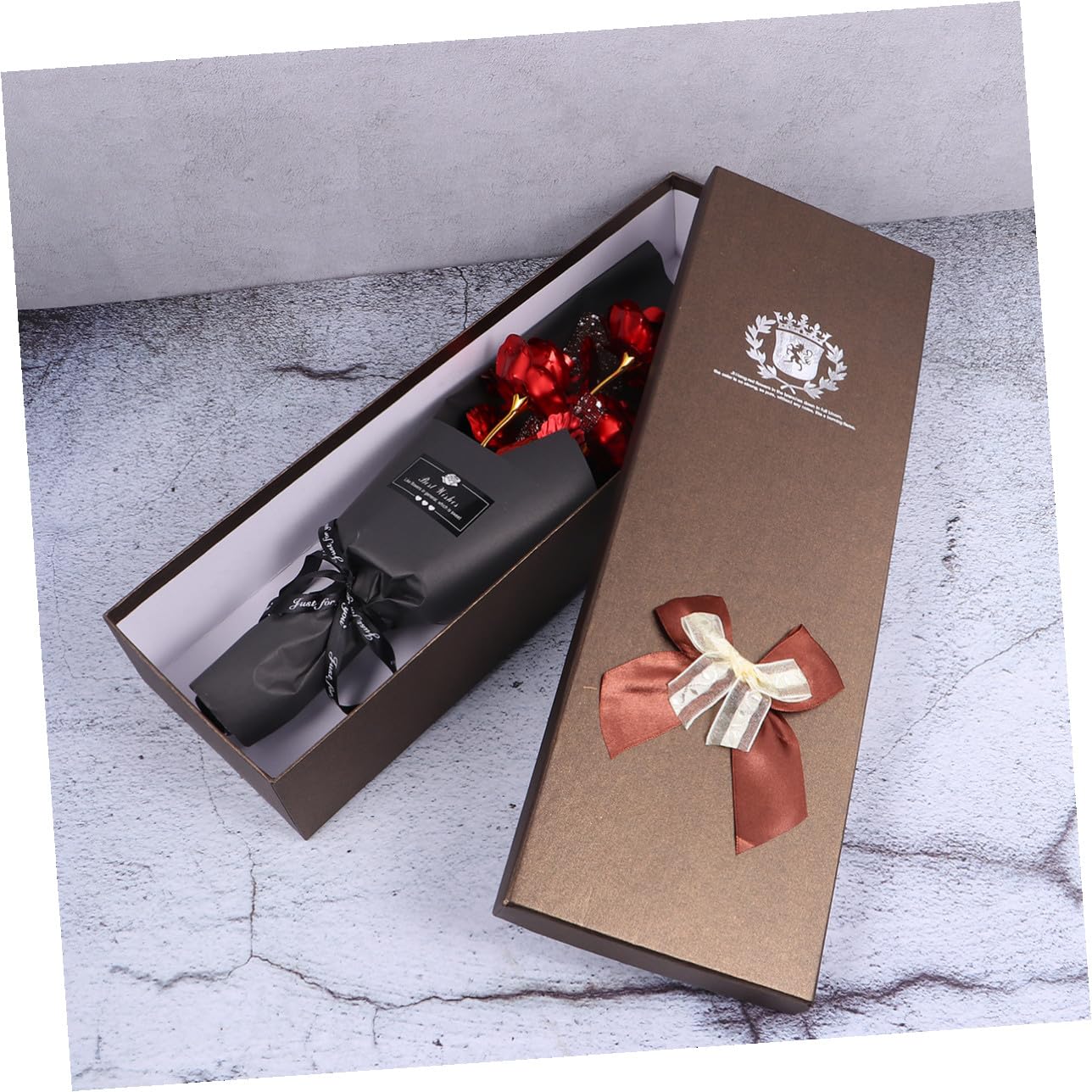 Rosenstrauß aus Goldfolie 3 Stück Rote Künstliche Rosen in Geschenkbox Dekorative 24k Goldfolie Rose als Geschenk für Ehefrau und Freundin zum Valentinstag oder Geburtstag